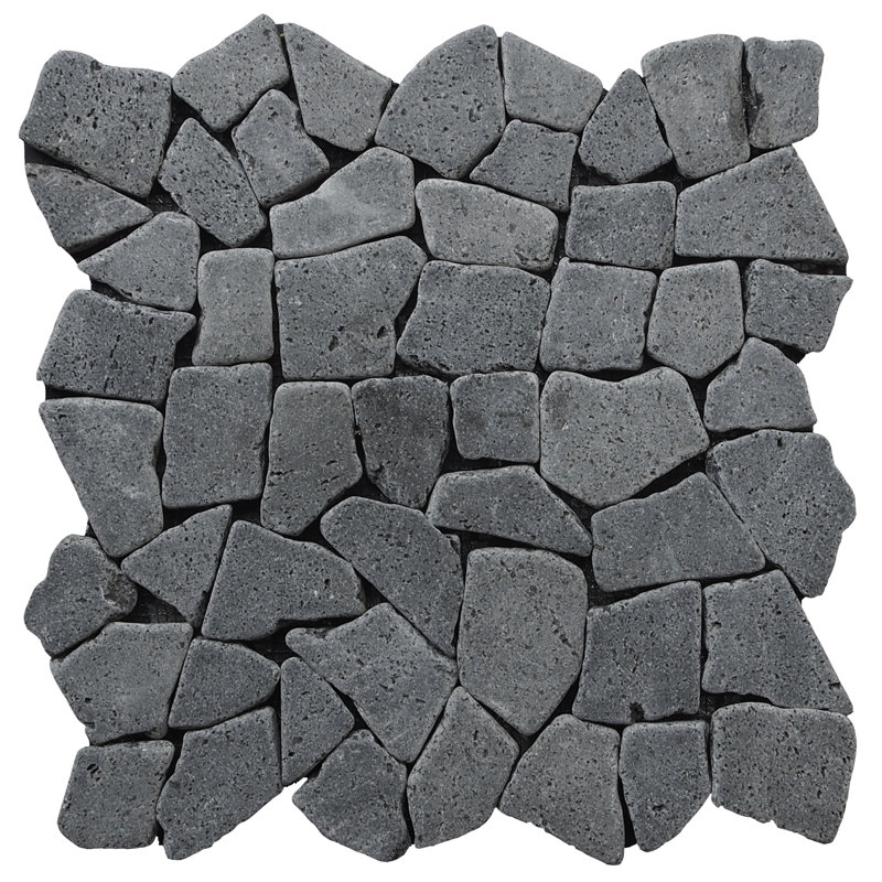 Pebble Tile Fit Random Sized Natural Stone Pebble Tile in Black